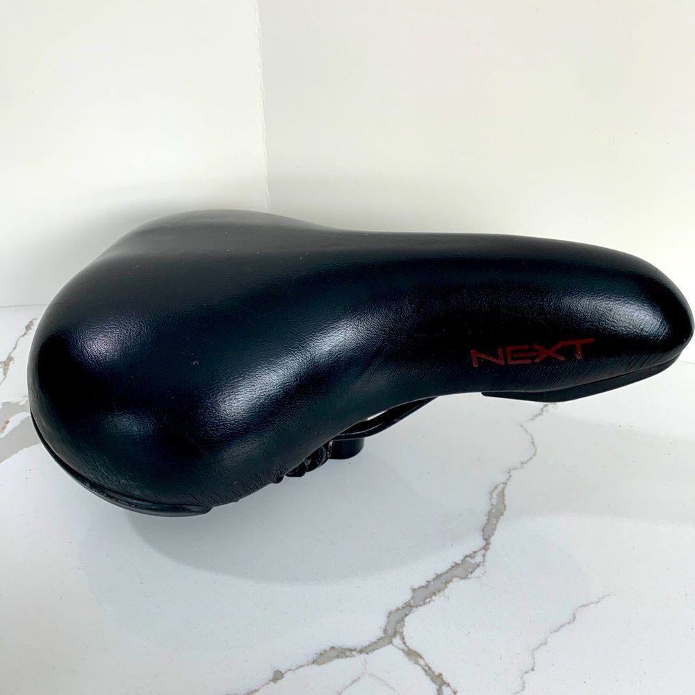 NEXT Men's Women's Unisex Padded Black Bike Seat Cushion with Red letters